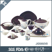 Purple wholesale porcelain microwave cheap designer dinner set